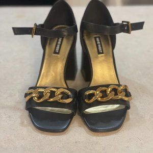 Nine West Gold Chain Block Heel